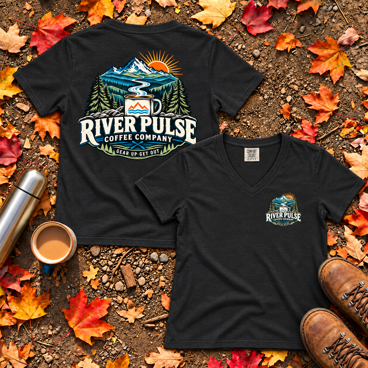 Women’s Relaxed River Logo t-shirt-V-neck