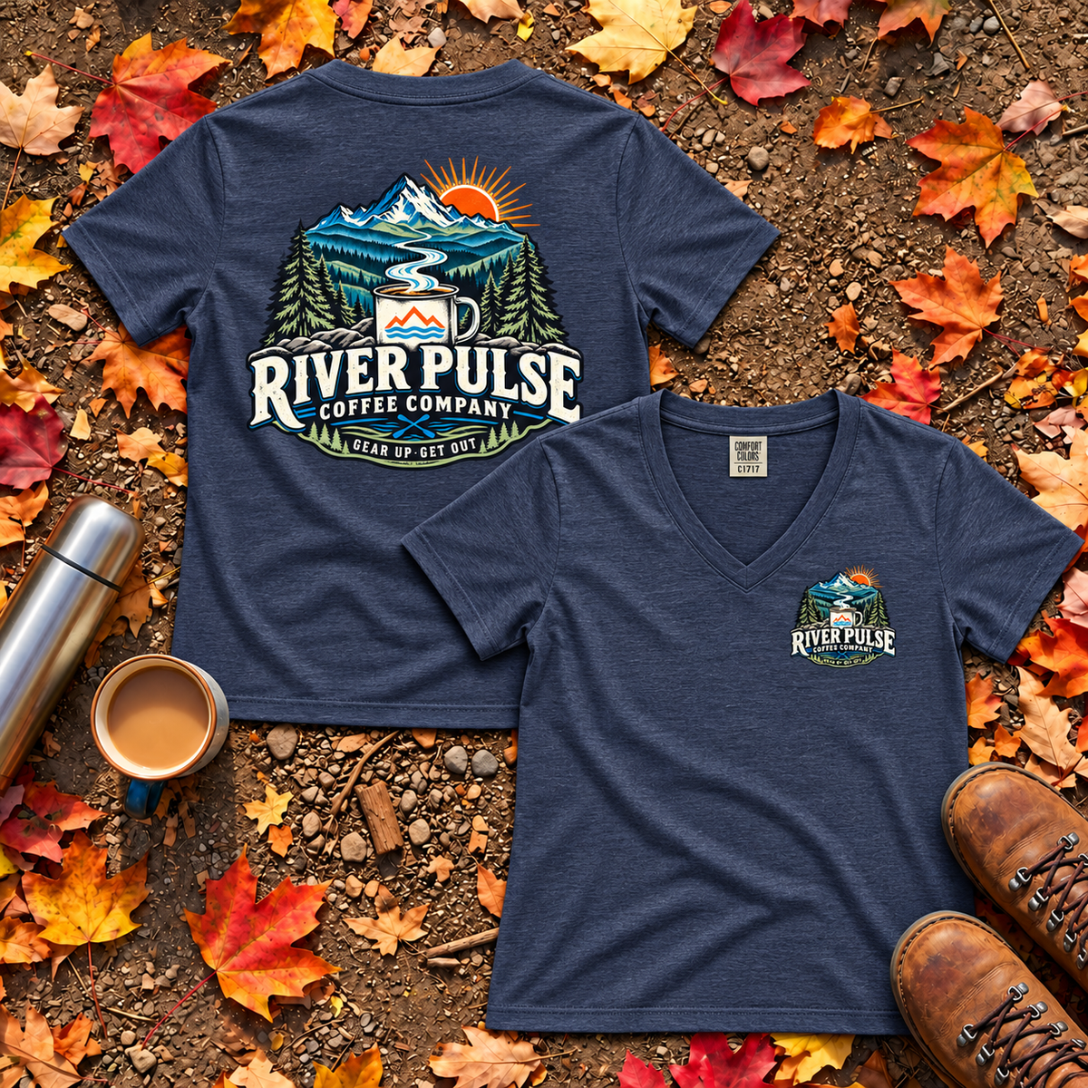 Women’s Relaxed River Logo t-shirt-V-neck