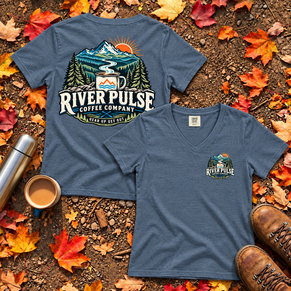 Women’s Relaxed River Logo t-shirt-V-neck