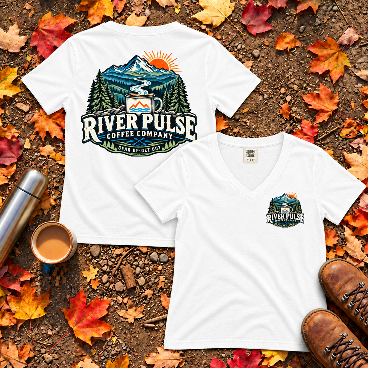Women’s Relaxed River Logo t-shirt-V-neck